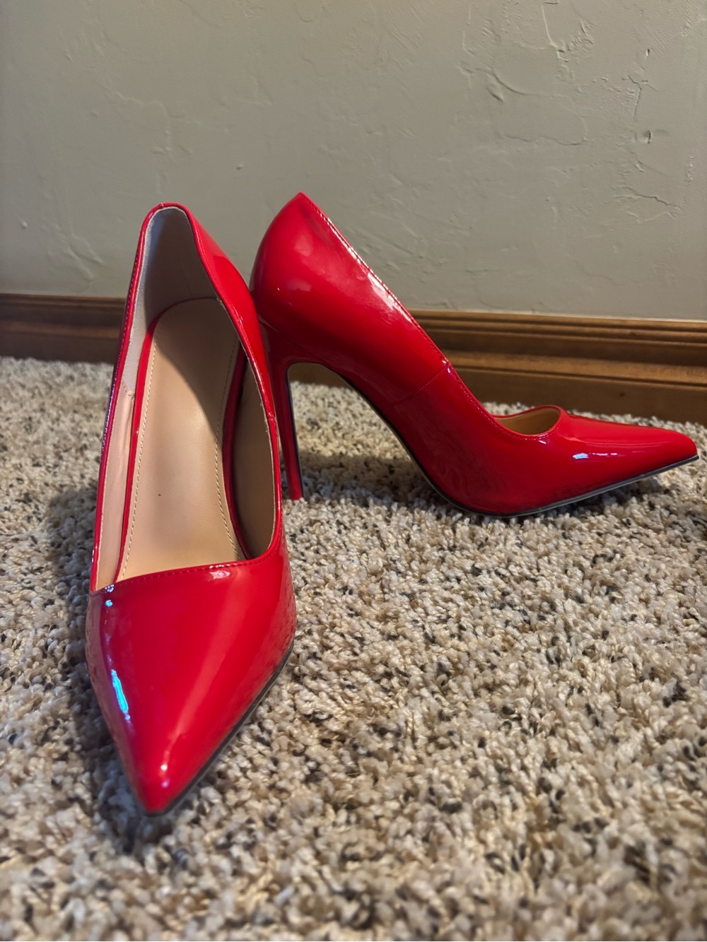 Red Patent Pointed-Toe High Heels